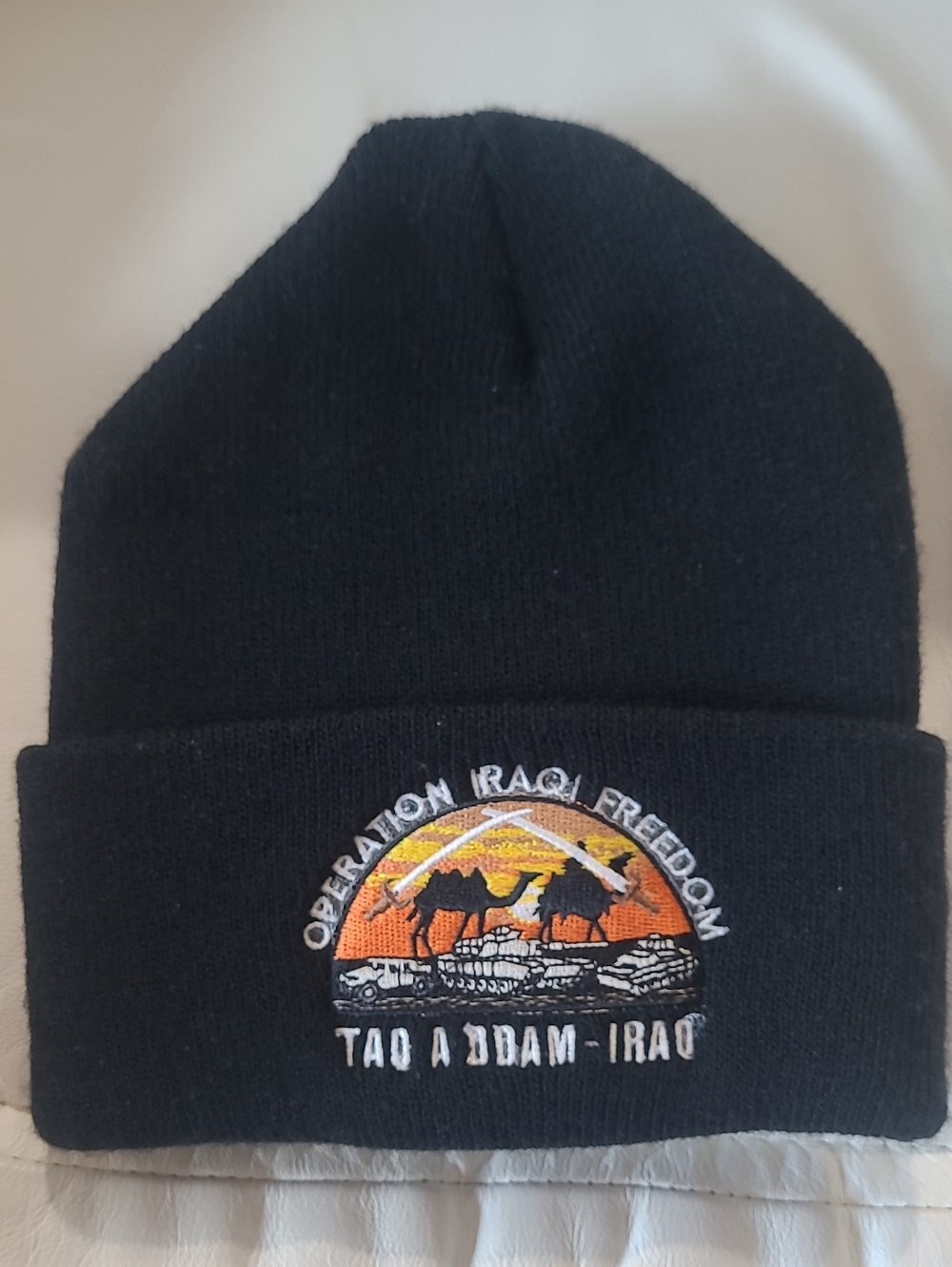 Black Operation Iraqi Freedom Rare Embroidered Watch Cap/Beanie.